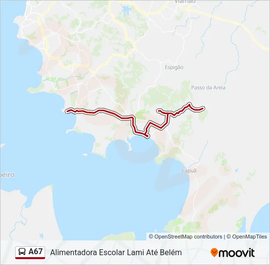 A67 Bus Line Map