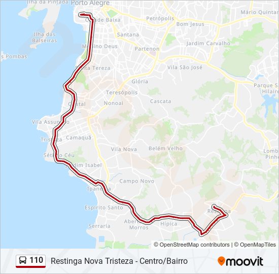 Mapa da linha 110 de ônibus