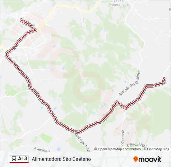 A13 Bus Line Map