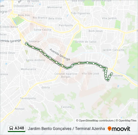 A348 Bus Line Map