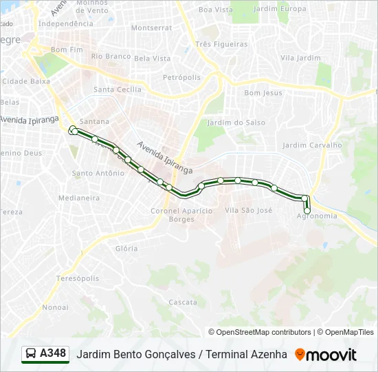 A348 Bus Line Map