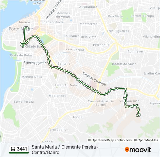 Mapa da linha 3441 de ônibus