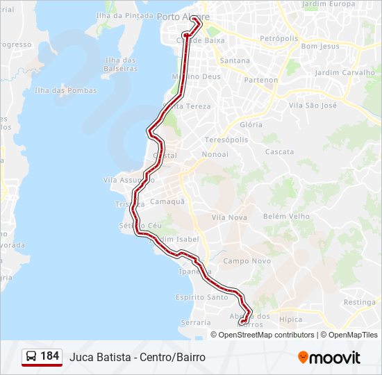 Rota da linha 184 horários paradas e mapas Juca Batista  