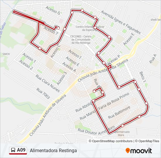 Mapa de A09 de autobús