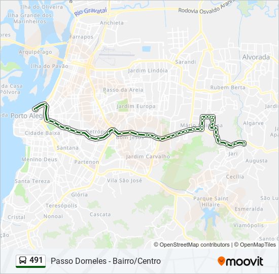Mapa da linha 491 de ônibus