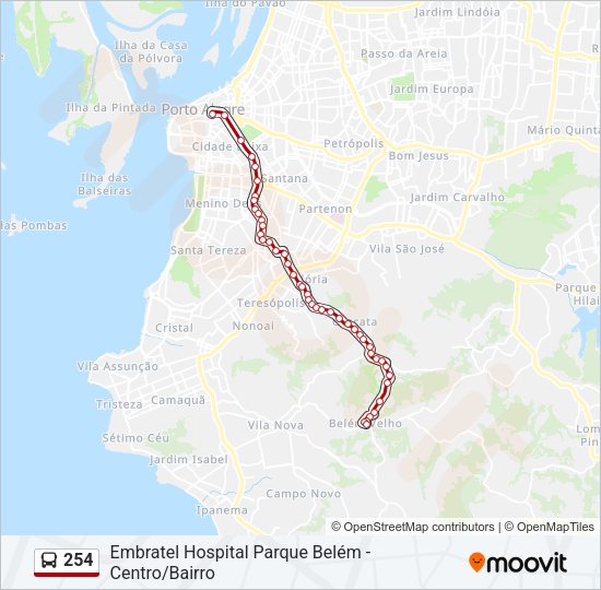 Mapa da linha 254 de ônibus