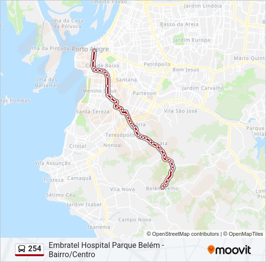 Mapa da linha 254 de ônibus