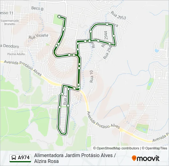 A974 Bus Line Map
