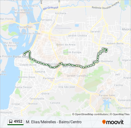 Mapa da linha 4952 de ônibus