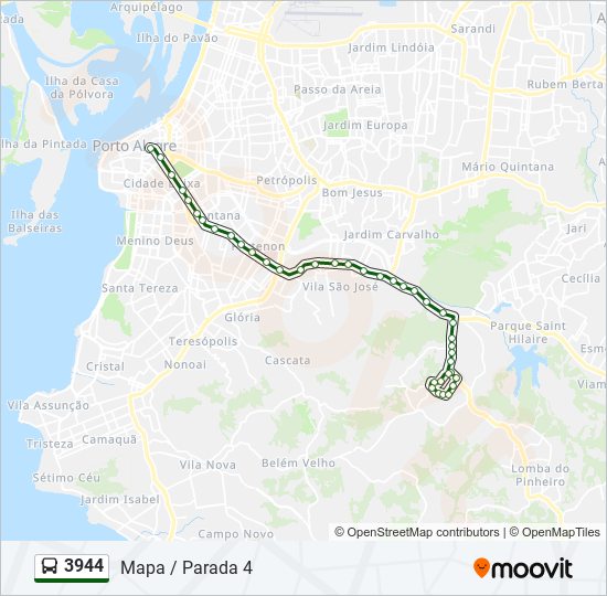 Mapa da linha 3944 de ônibus