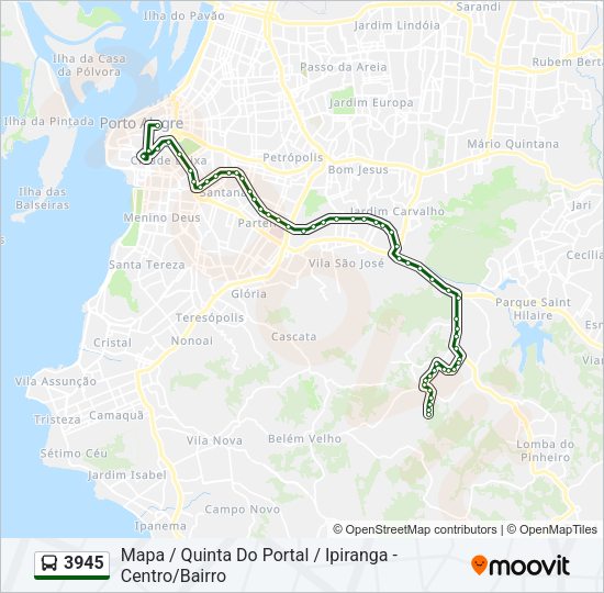 Mapa da linha 3945 de ônibus