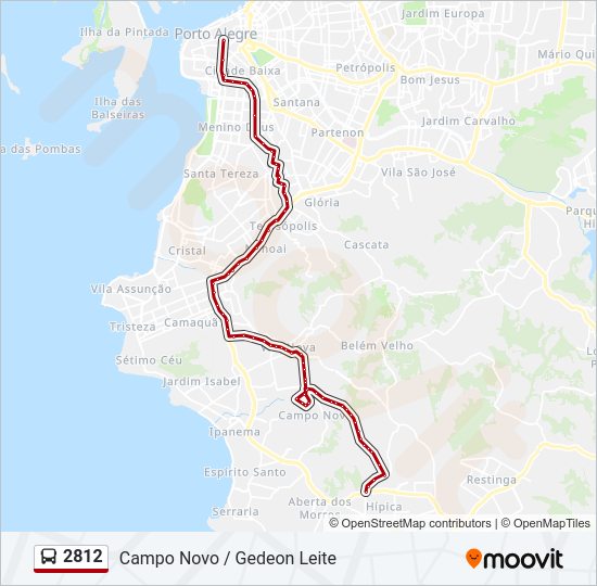 Mapa da linha 2812 de ônibus