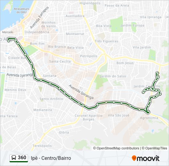 Mapa da linha 360 de ônibus