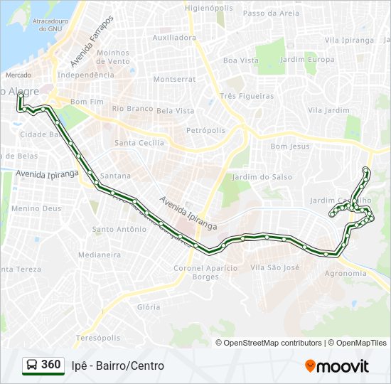Mapa da linha 360 de ônibus