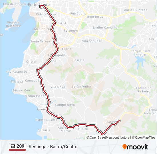 Mapa da linha 209 de ônibus