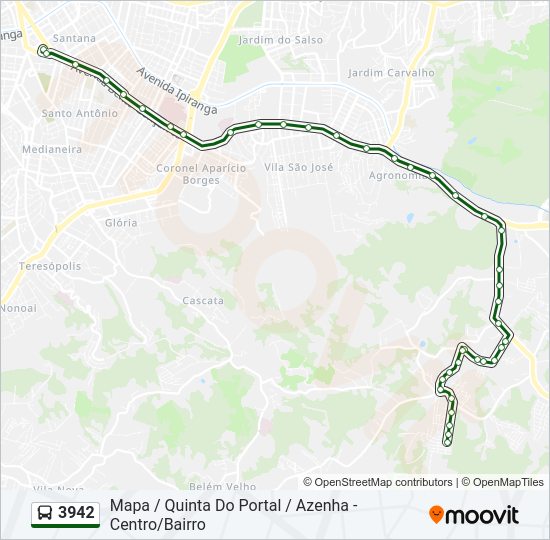 Mapa da linha 3942 de ônibus