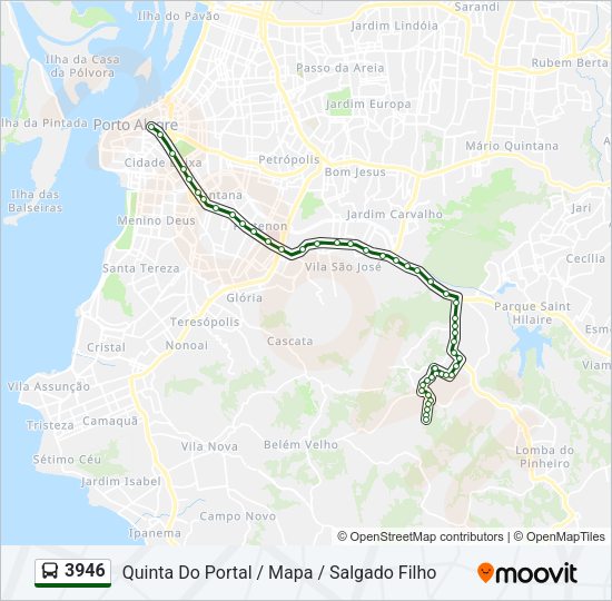 Mapa da linha 3946 de ônibus