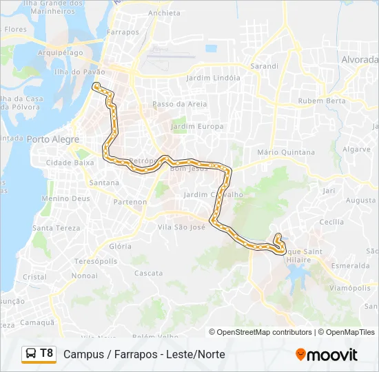 T8 Bus Line Map
