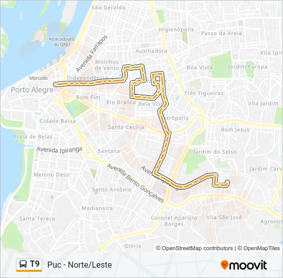 T9 Bus Line Map