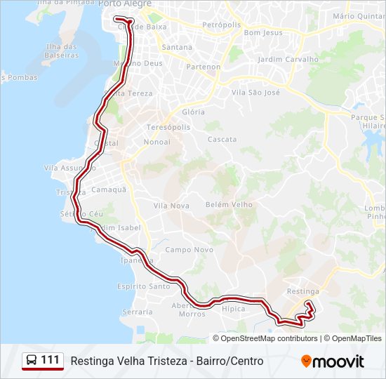 Mapa da linha 111 de ônibus