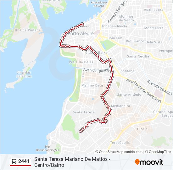 Mapa da linha 2441 de ônibus