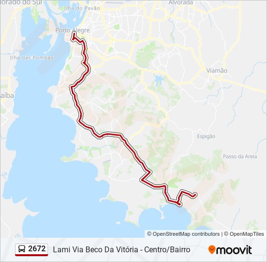 Mapa da linha 2672 de ônibus