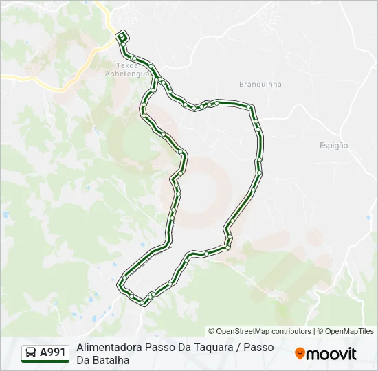A991 Bus Line Map