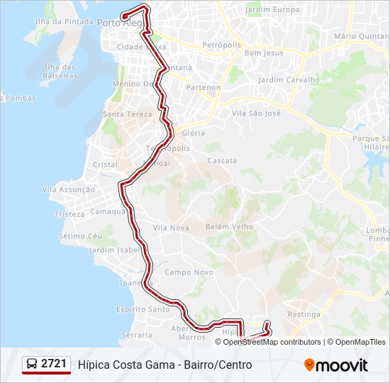 Mapa da linha 2721 de ônibus