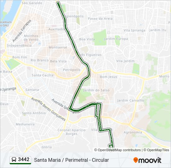 Mapa da linha 3442 de ônibus