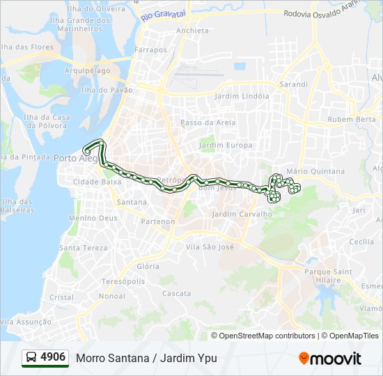 Mapa da linha 4906 de ônibus