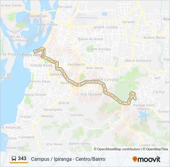 343 Bus Line Map