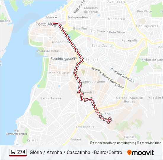 Mapa de 274 de autobús