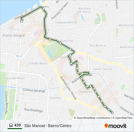 Mapa da linha 439 de ônibus