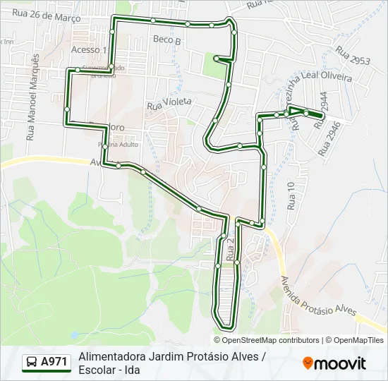 A971 Bus Line Map