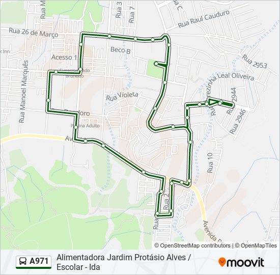 A971 bus Line Map