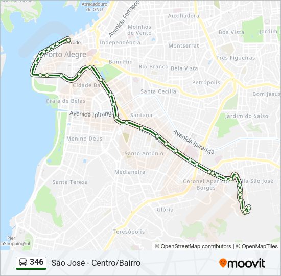 Mapa da linha 346 de ônibus