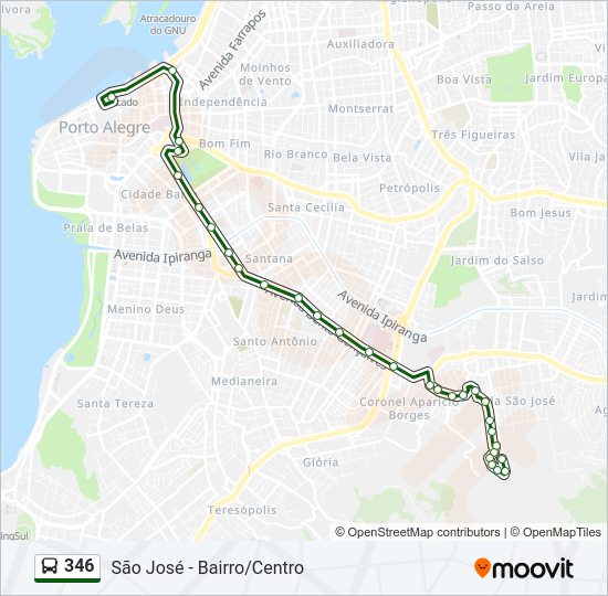 Mapa da linha 346 de ônibus