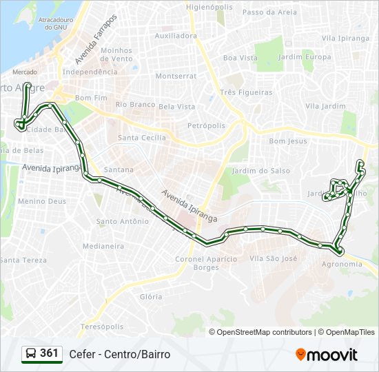 Mapa da linha 361 de ônibus