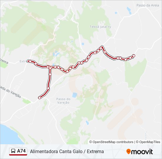 A74 bus Line Map