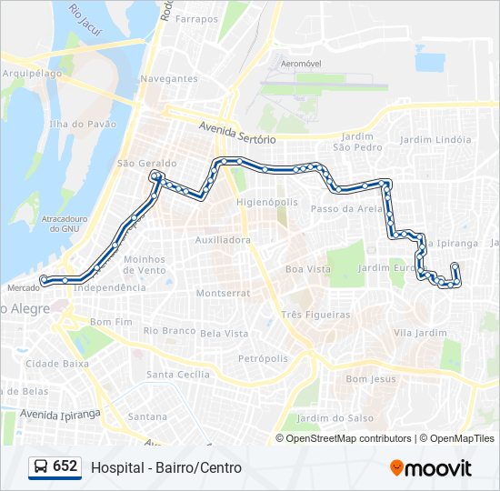 Mapa da linha 652 de ônibus