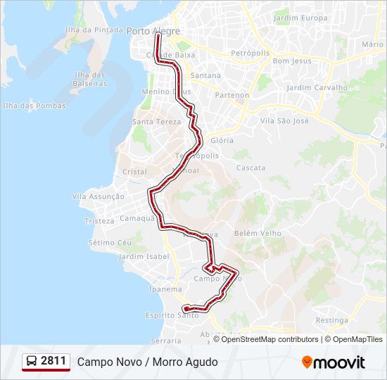 Mapa da linha 2811 de ônibus