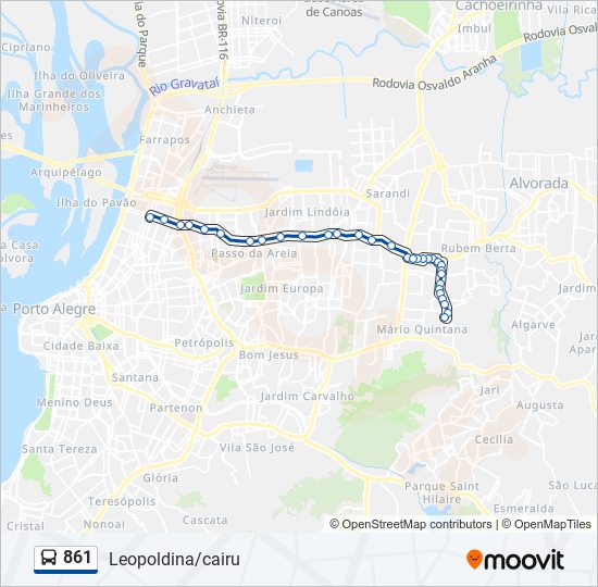 Mapa da linha 861 de ônibus