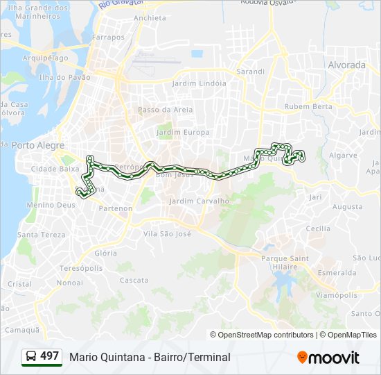 Mapa da linha 497 de ônibus