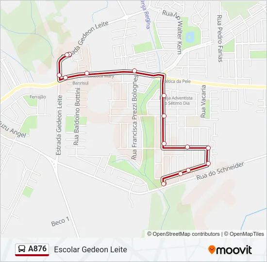 A876 Bus Line Map