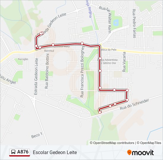 Mapa de A876 de autobús