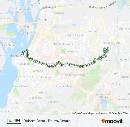 Mapa da linha 494 de ônibus