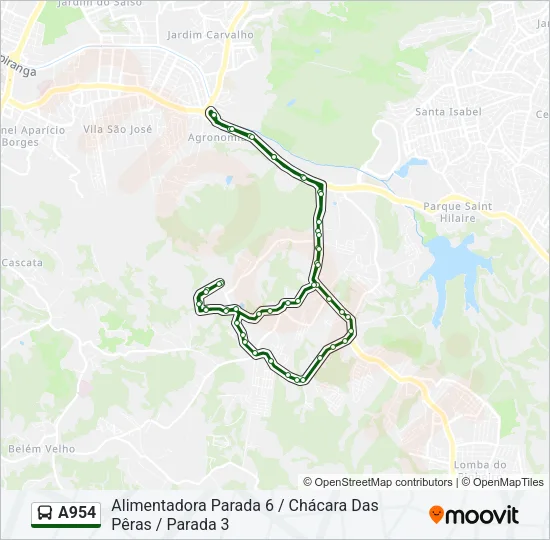 A954 Bus Line Map