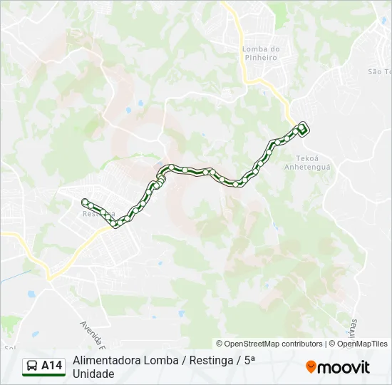 A14 Bus Line Map
