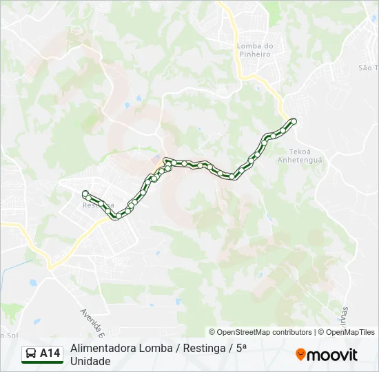 A14 Bus Line Map