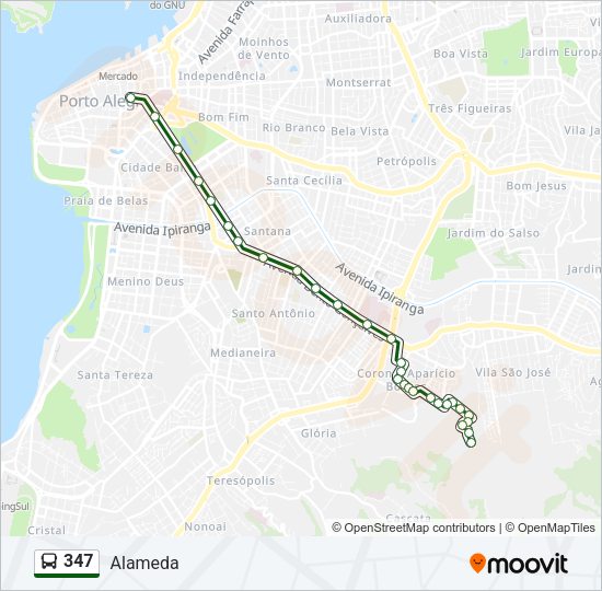 Mapa da linha 347 de ônibus